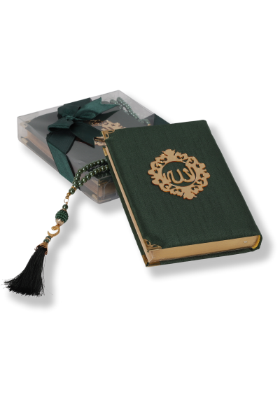 AFİL SERİSİ 2'li SET (Çanta Boy Kuran + İnci Tespih) NO:2 YEŞİL