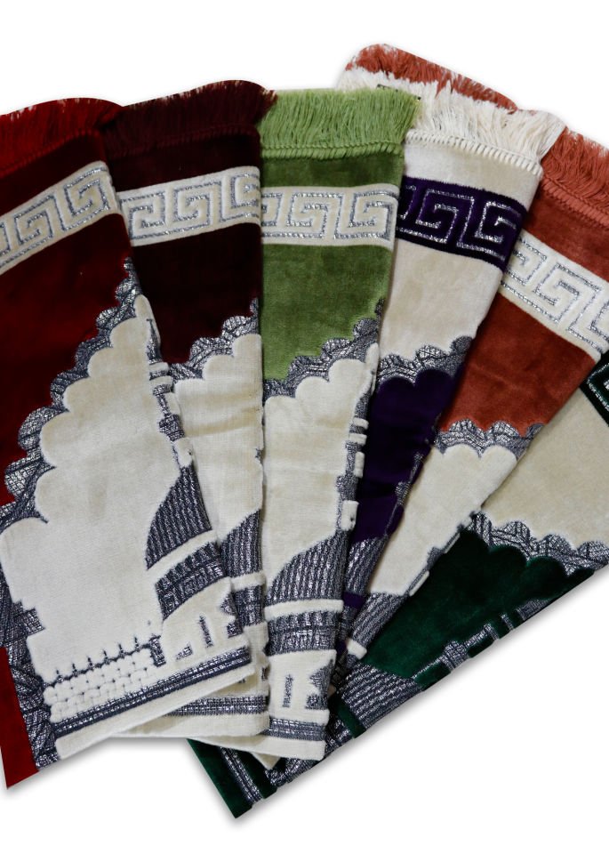 Kadife Teks Camili & Mihraplı Seccade Simli