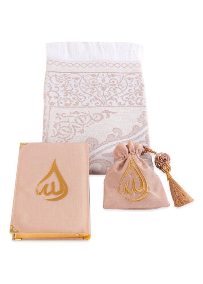 HÜMA SERİSİ KUTULU (Seccade+Kuran+Nakış Kese+Disko Top Tespih) NO:1 GOLD