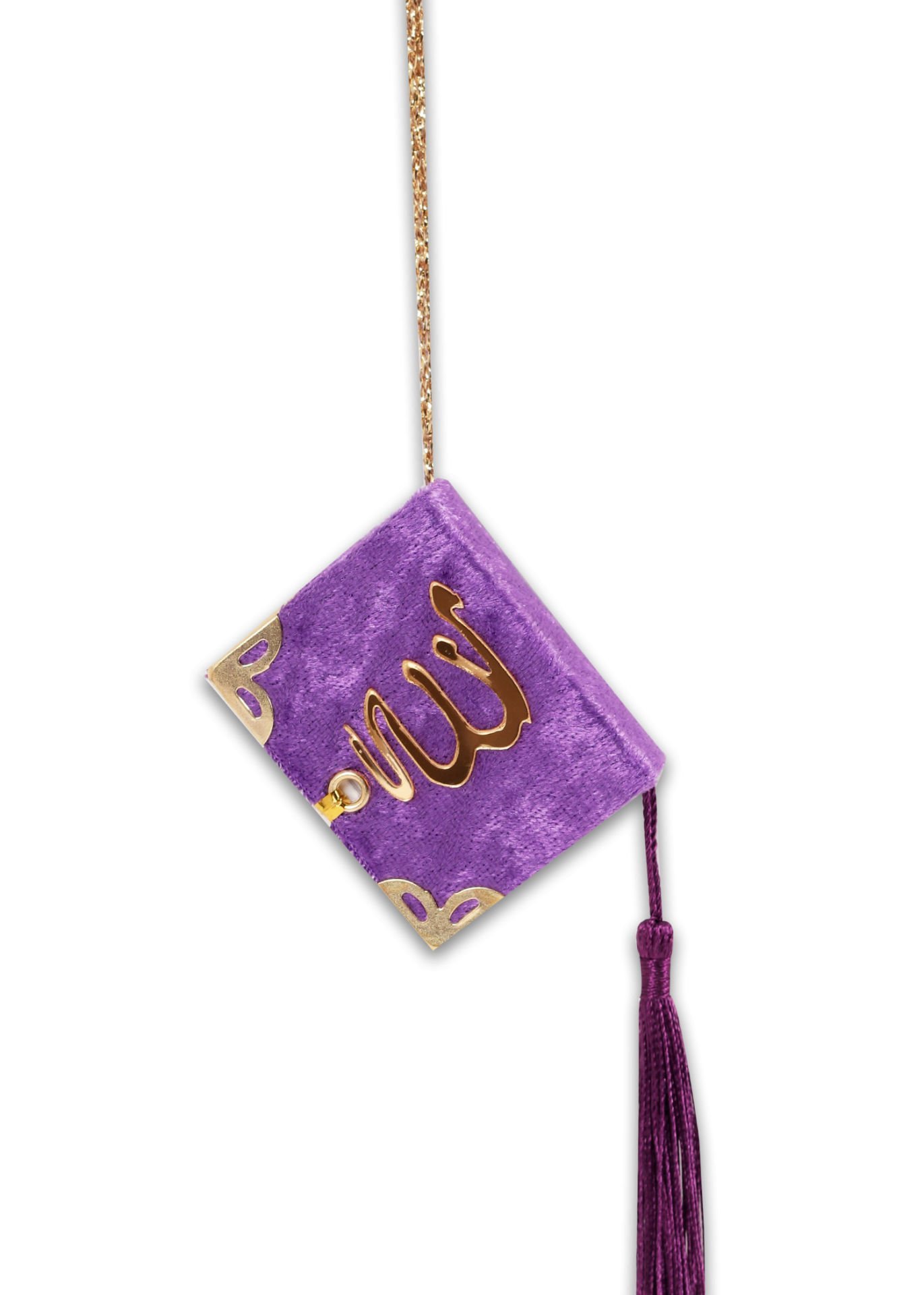 Kadife ALLAH Pleksili Askılı Mini Kuran MÜRDÜM