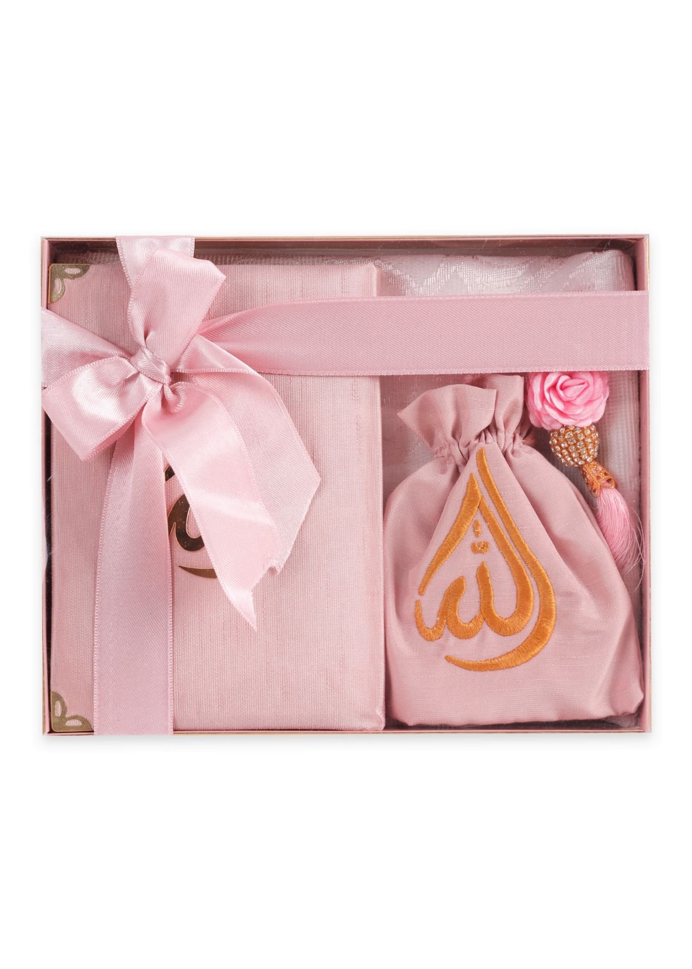 HÜMA SERİSİ KUTULU (Seccade+Kuran+Nakış Kese+Disko Top Tespih) NO:1 PUDRA