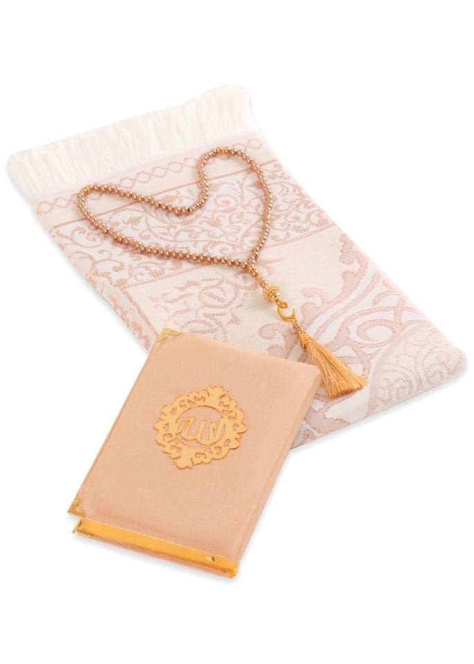 ASEL SERİSİ KUTULU (Pamuk Seccade+İnci Tespih+Şantuk Kuran) No:1 GOLD