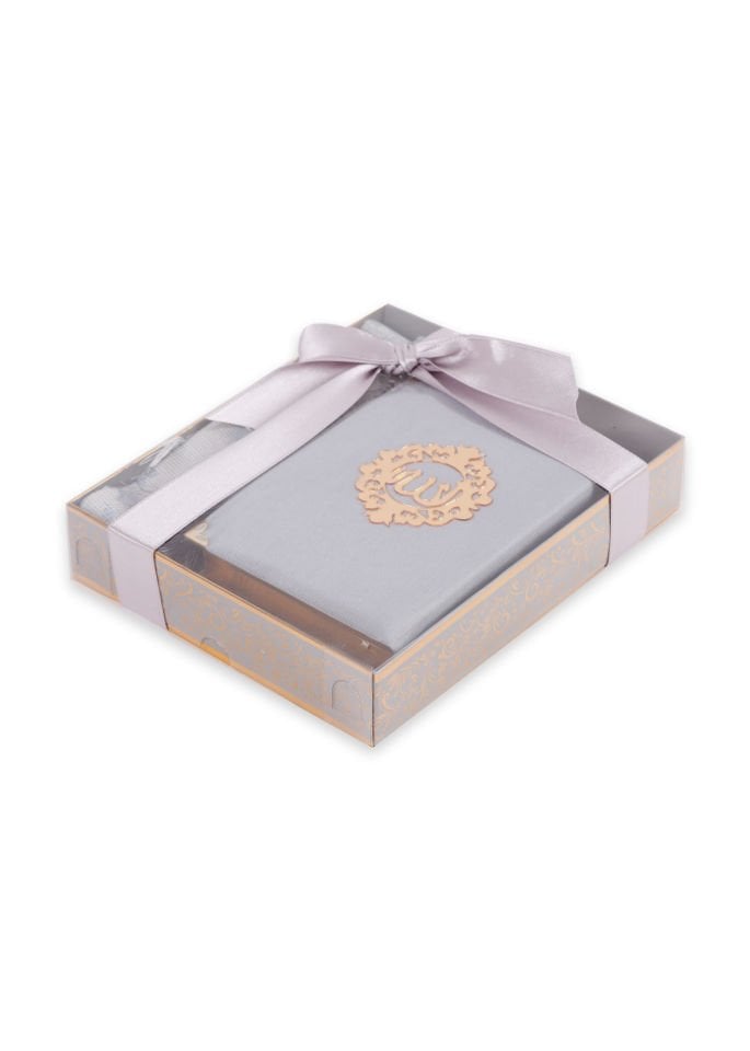 ASEL SERİSİ KUTULU (Pamuk Seccade+İnci Tespih+Şantuk Kuran) No:1 GRİ