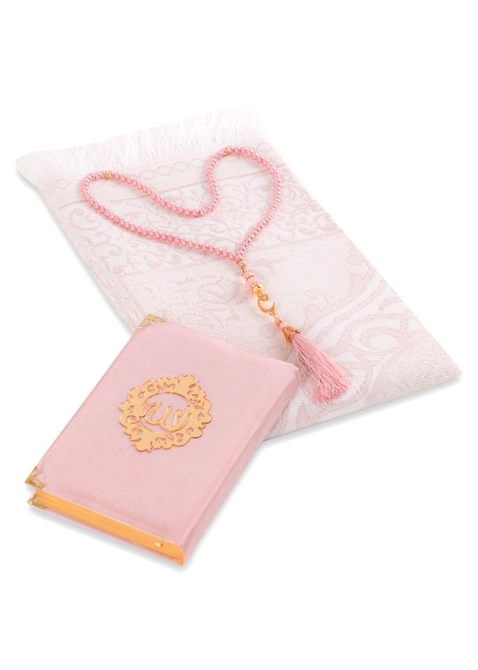 ASEL SERİSİ KUTULU (Pamuk Seccade+İnci Tespih+Şantuk Kuran) No:1 PUDRA