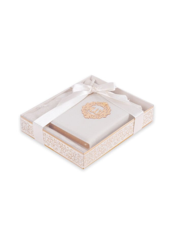 ASEL SERİSİ KUTULU (Pamuk Seccade+İnci Tespih+Şantuk Kuran) No:1 KREM