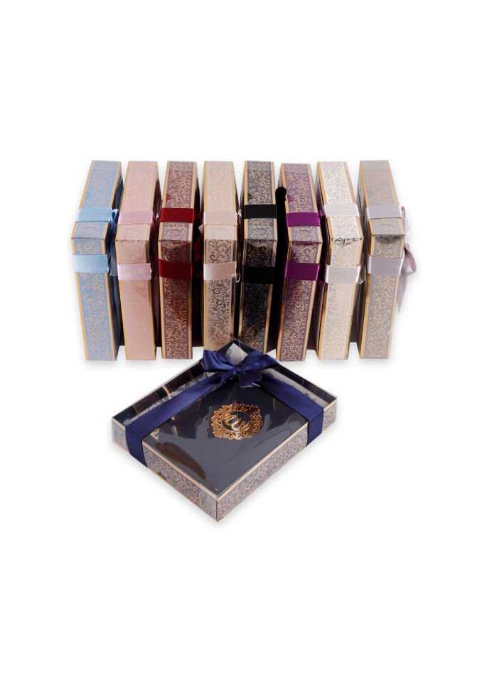 ASEL SERİSİ KUTULU (Pamuk Seccade+İnci Tespih+Şantuk Kuran) No:1 LACİVERT