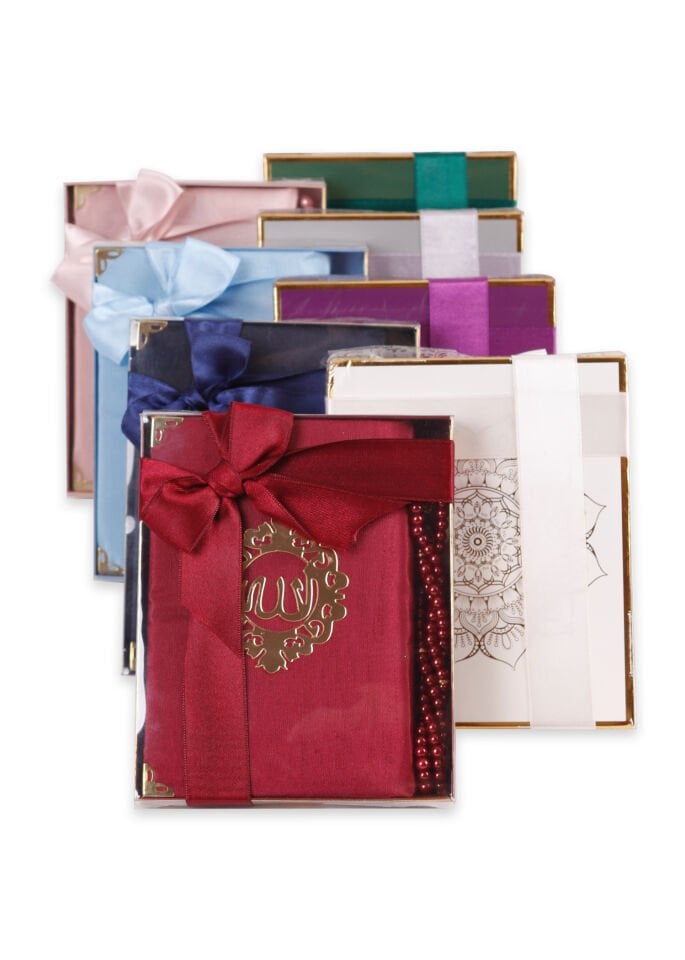 AFİL SERİSİ KUTULU (Çanta Boy Kuran+Seccade+İnci Tespih) Set NO:1 SİYAH