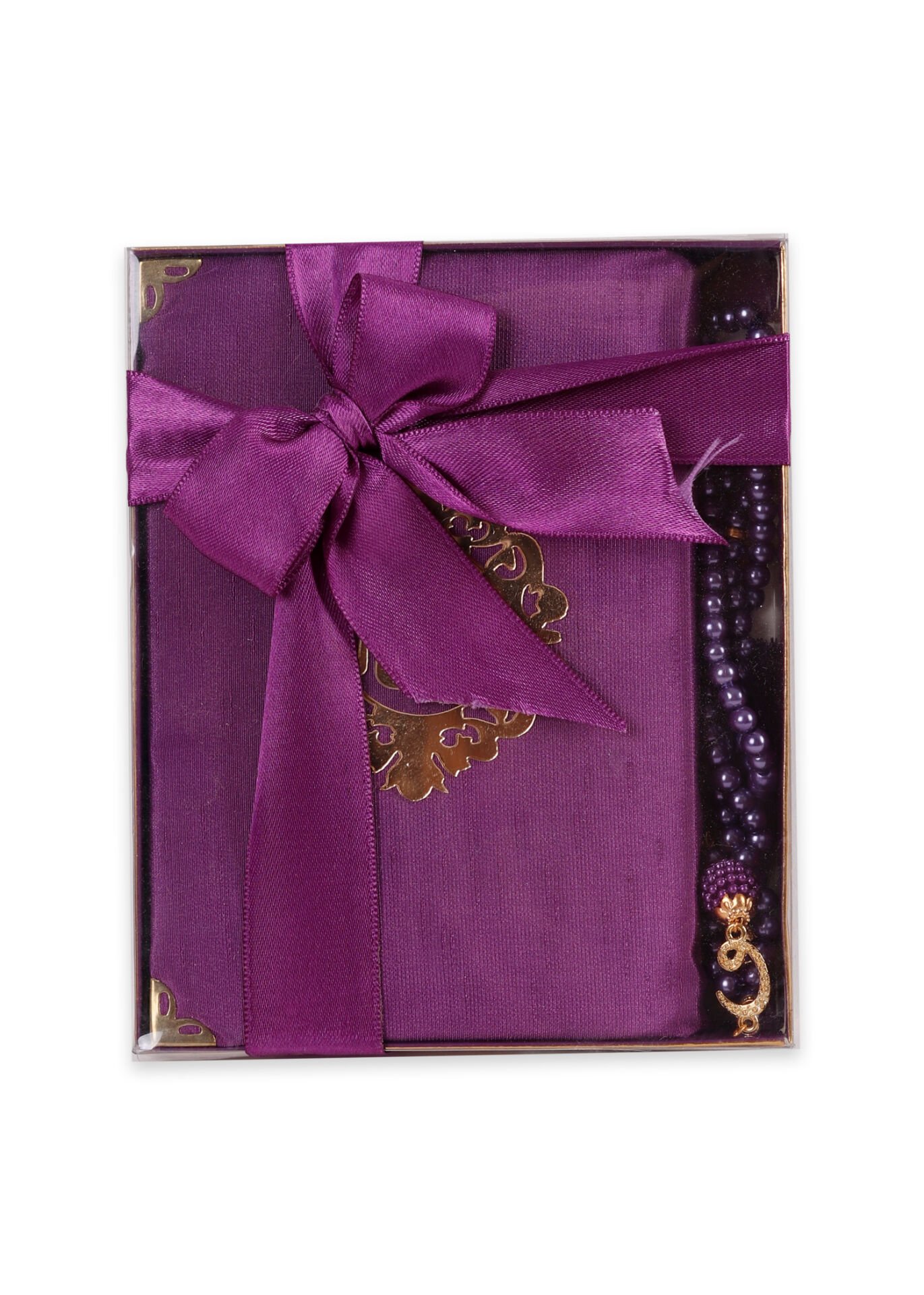 AFİL SERİSİ KUTULU (Çanta Boy Kuran+Seccade+İnci Tespih) Set NO:1 MÜRDÜM