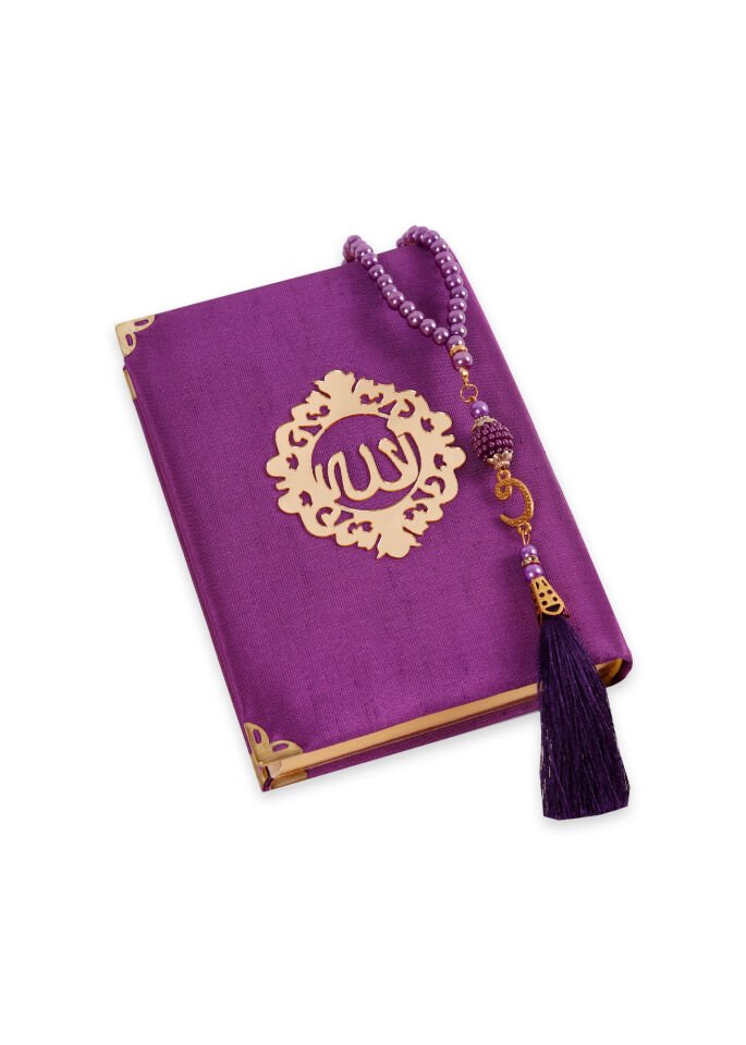 AFİL SERİSİ KUTULU (Çanta Boy Kuran+Seccade+İnci Tespih) Set NO:1 MÜRDÜM