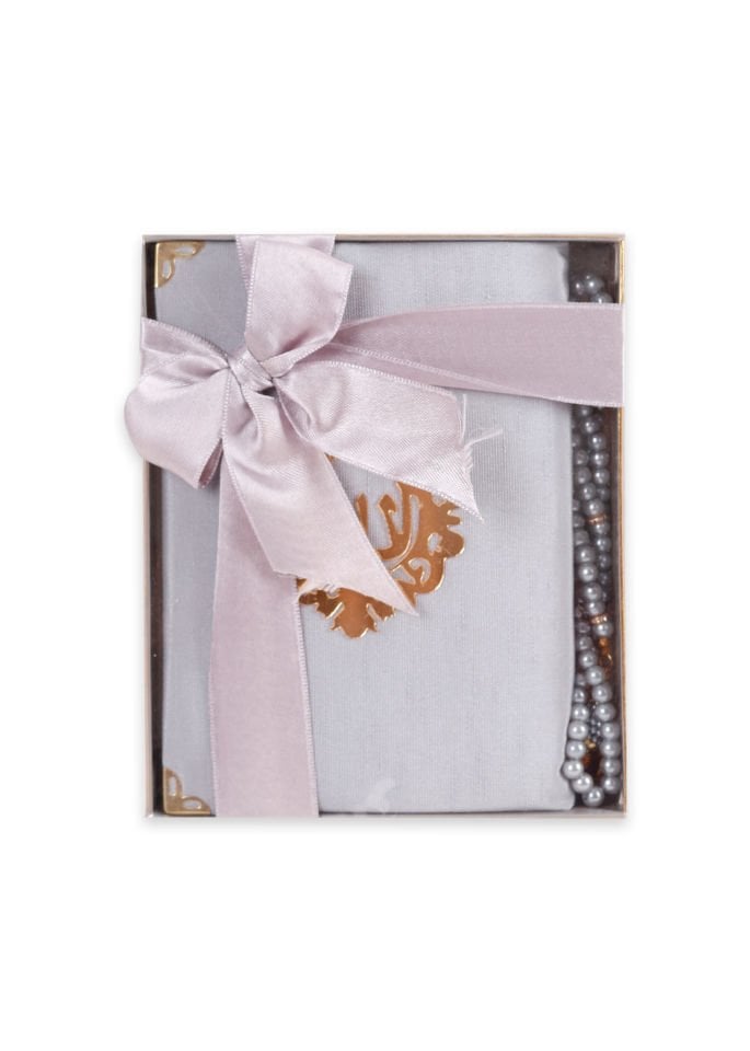 AFİL SERİSİ KUTULU (Çanta Boy Kuran+Seccade+İnci Tespih) Set NO:1 GRİ