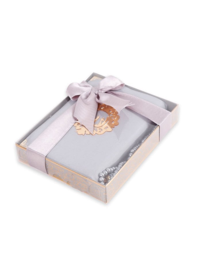 AFİL SERİSİ KUTULU (Çanta Boy Kuran+Seccade+İnci Tespih) Set NO:1 GRİ