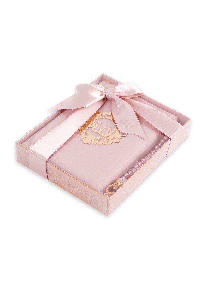 AFİL SERİSİ KUTULU (Çanta Boy Kuran+Seccade+İnci Tespih) Set NO:1 PUDRA