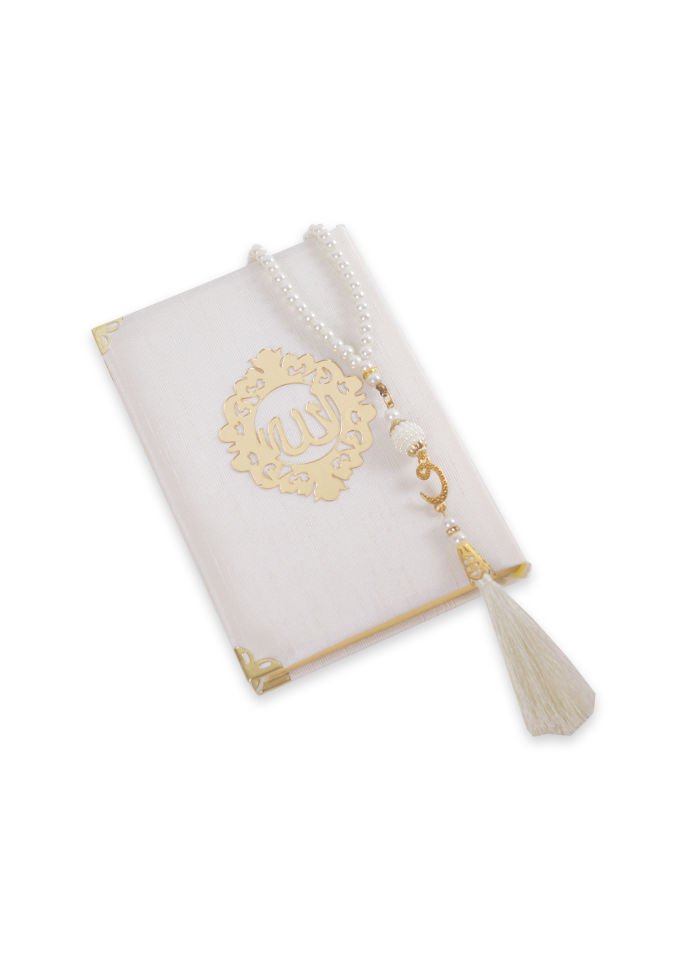 AFİL SERİSİ KUTULU (Çanta Boy Kuran+Seccade+İnci Tespih) Set NO:1 KREM