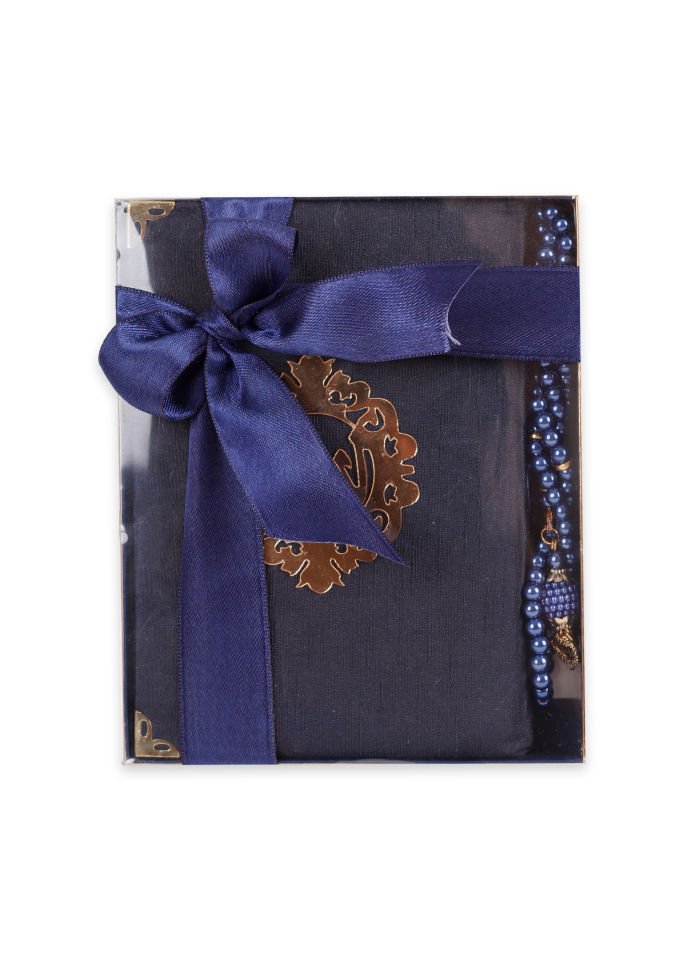 AFİL SERİSİ KUTULU (Çanta Boy Kuran+Seccade+İnci Tespih) Set NO:1 LACİVERT