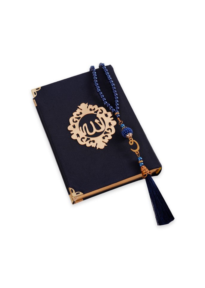 AFİL SERİSİ KUTULU (Çanta Boy Kuran+Seccade+İnci Tespih) Set NO:1 LACİVERT