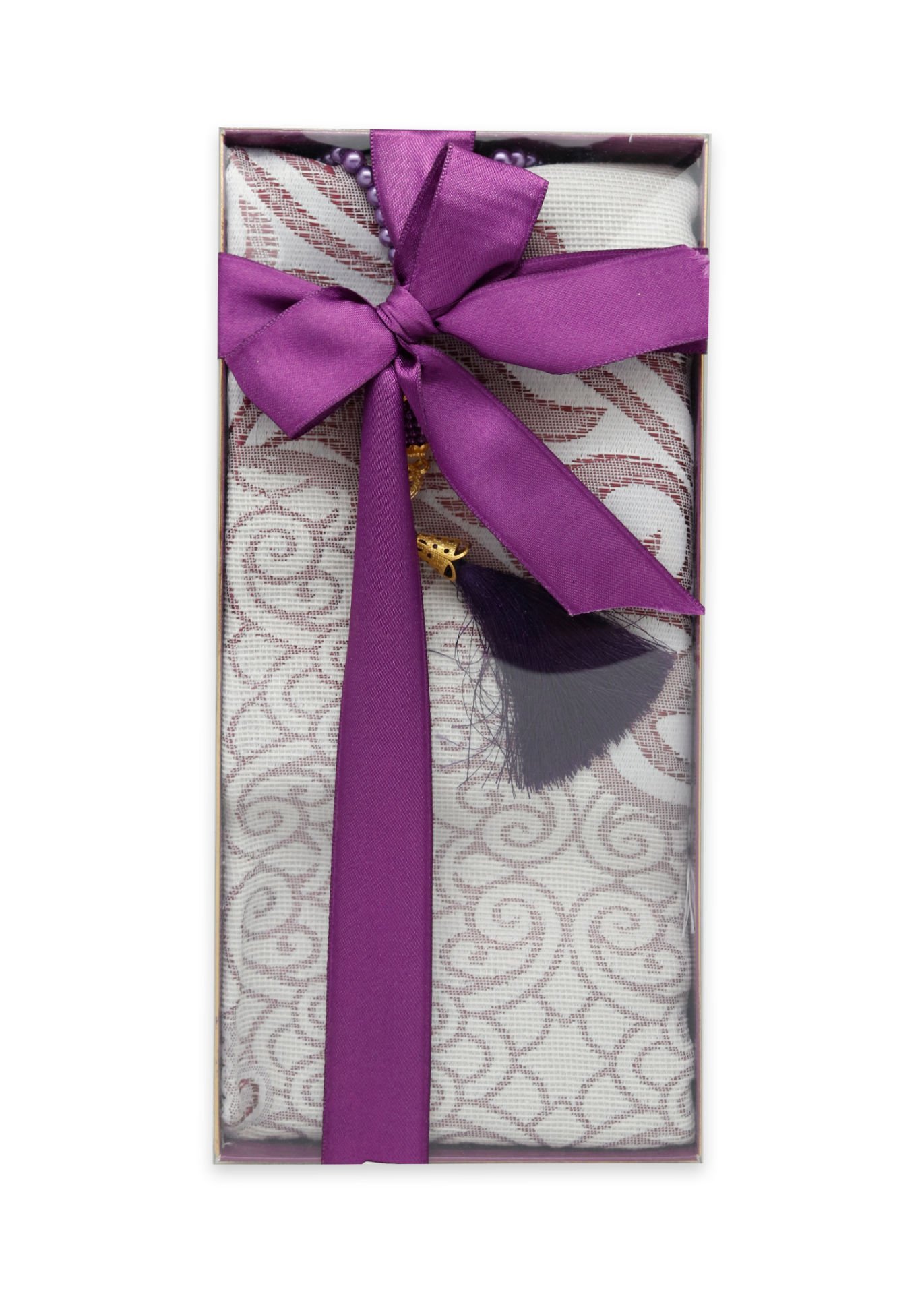 ESİLA SERİSİ KUTULU (Pamuk Seccde+İnci Tespih) NO:1 MÜRDÜM