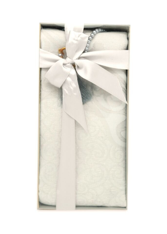 ESİLA SERİSİ KUTULU (Pamuk Seccde+İnci Tespih) NO:1 GRİ