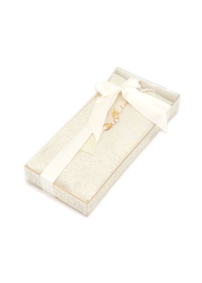 ESİLA SERİSİ KUTULU (Pamuk Seccde+İnci Tespih) NO:1 KREM