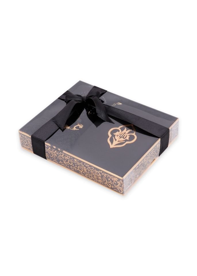 AFRA SERİSİ KUTULU (Pamuk Seccade+Yasin+İnci Tespih+Güpürlü Şal) Set NO:1 SİYAH