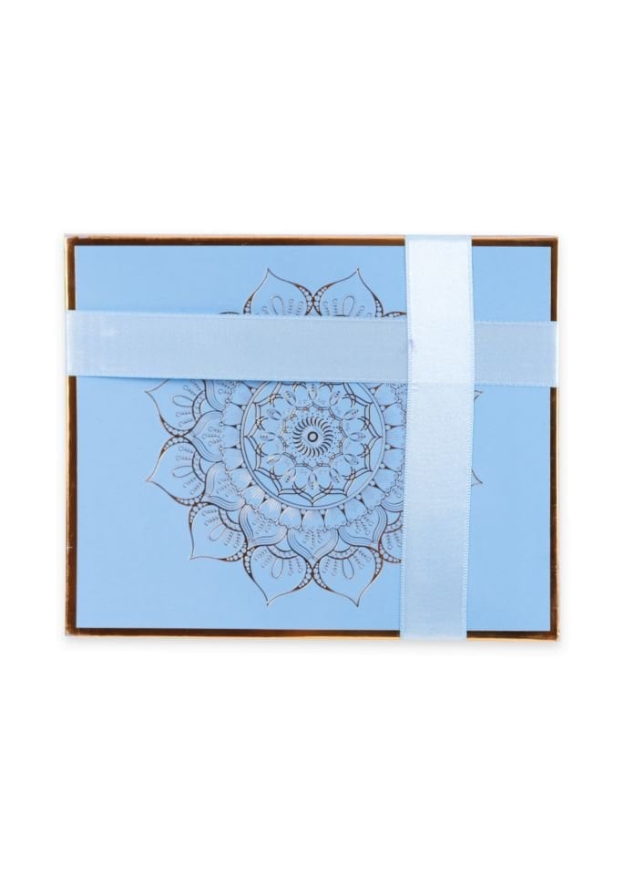 AFRA SERİSİ KUTULU (Pamuk Seccade+Yasin+İnci Tespih+Güpürlü Şal) Set NO:1 BEBE MAVİ