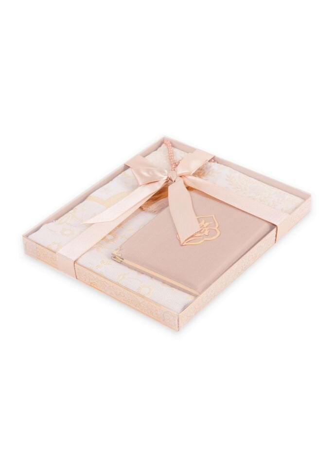 VERA SERİSİ KUTULU KARE SET (Seccade+Şantuk Yasin+İnci Tespih) NO:1 GOLD