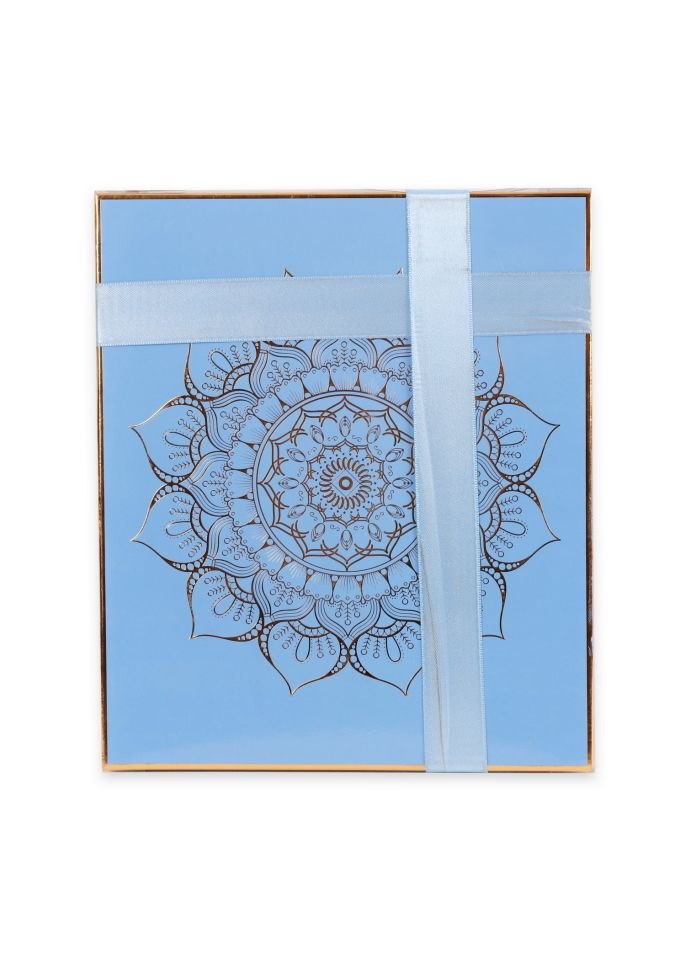 VERA SERİSİ KUTULU KARE SET (Seccade+Şantuk Yasin+İnci Tespih) NO:1 BEBE MAVİ