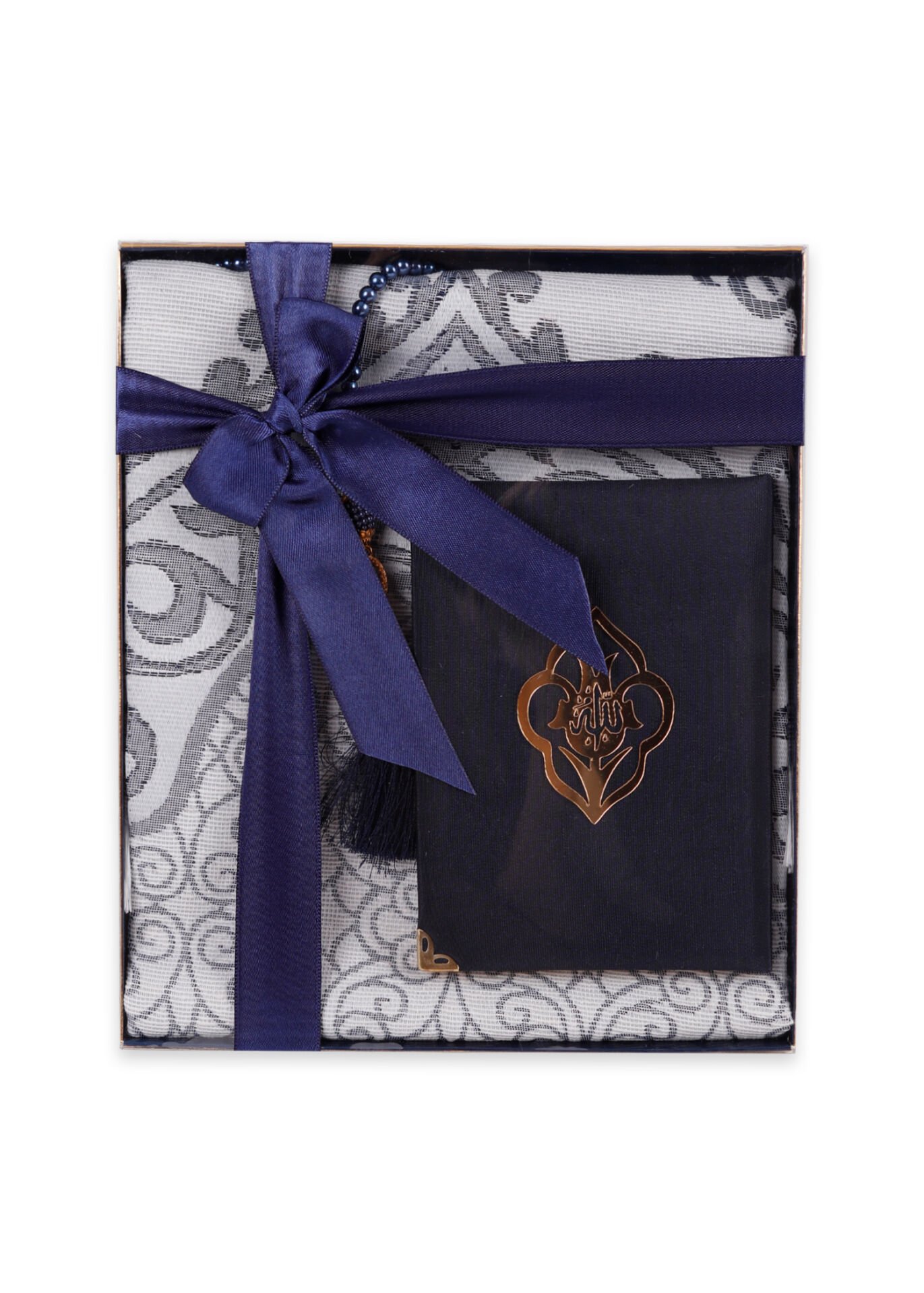 VERA SERİSİ KUTULU KARE SET (Seccade+Şantuk Yasin+İnci Tespih) NO:1 LACİVERT