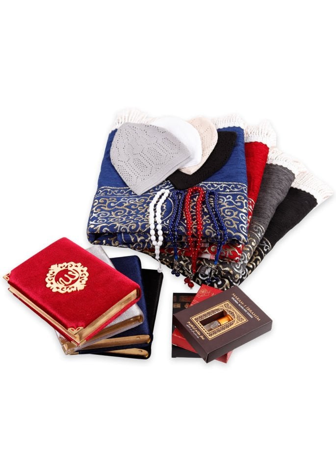 ADİL SERİSİ KUTULU (Astarlı Seccade+Takke+Esans+Tespih+Kadife Kuran)SET NO:1