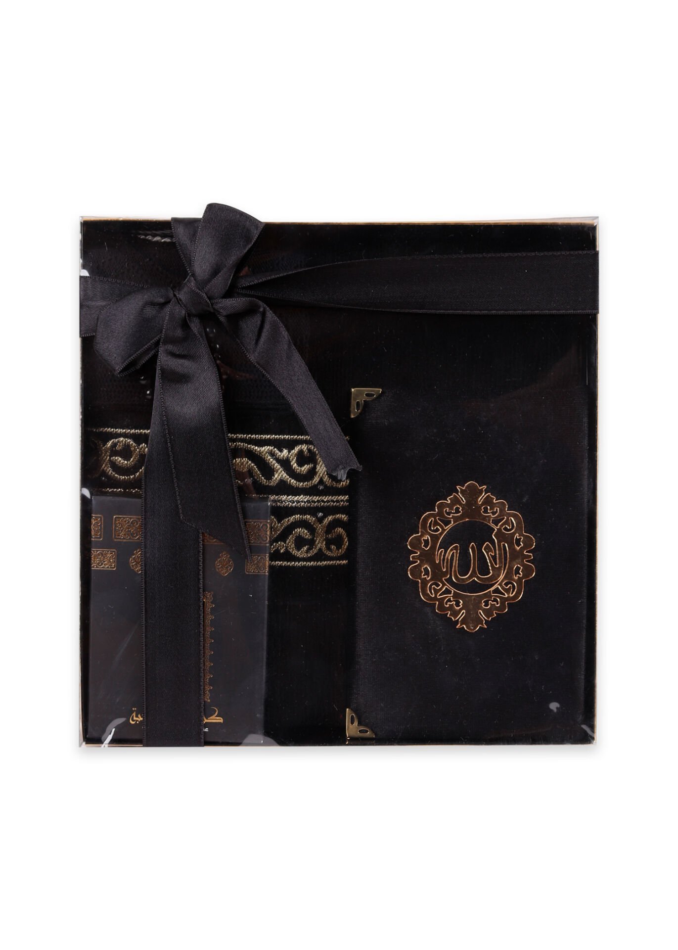 ADİL SERİSİ KUTULU (Astarlı Seccade+Takke+Esans+Tespih+Kadife Kuran)SET NO:1 SİYAH