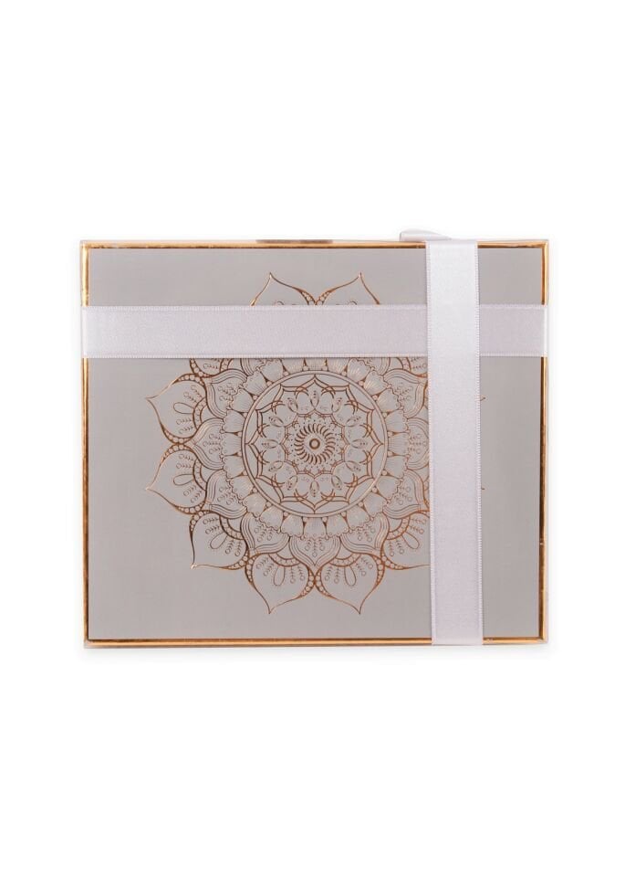 MEVA SERİSİ KUTULU KARE SET (Madalyonlu Çanta+ Şantuk Yasin+ İnci Tespih) NO:1 GRİ