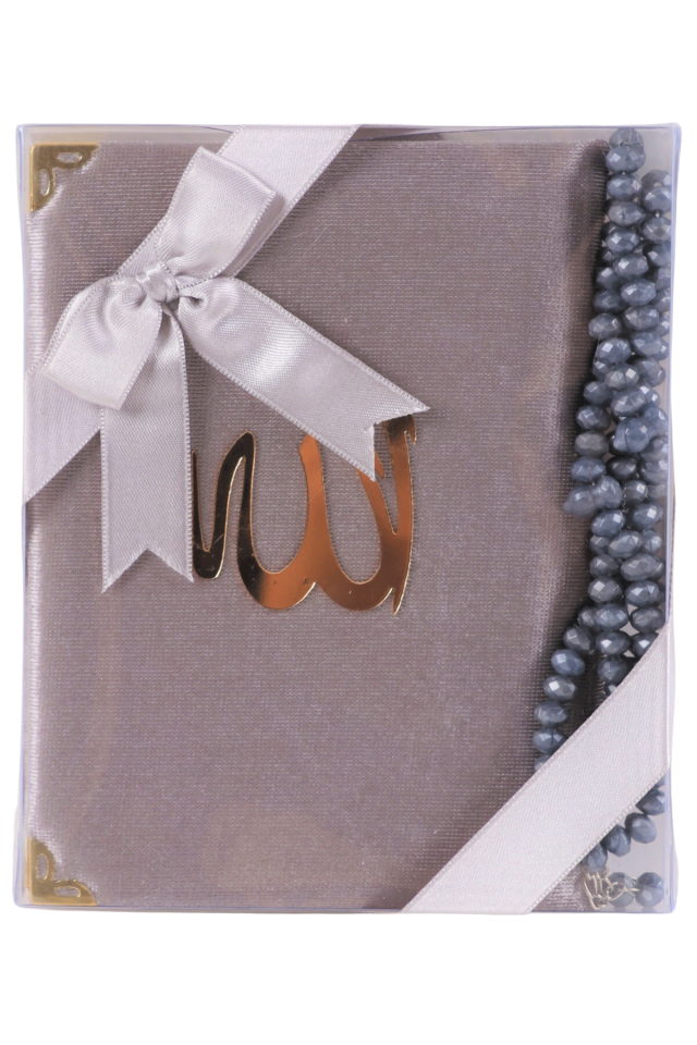 Şantuk Kuran-ı Kerim Çanta Boy +İnci Tespih GRİ