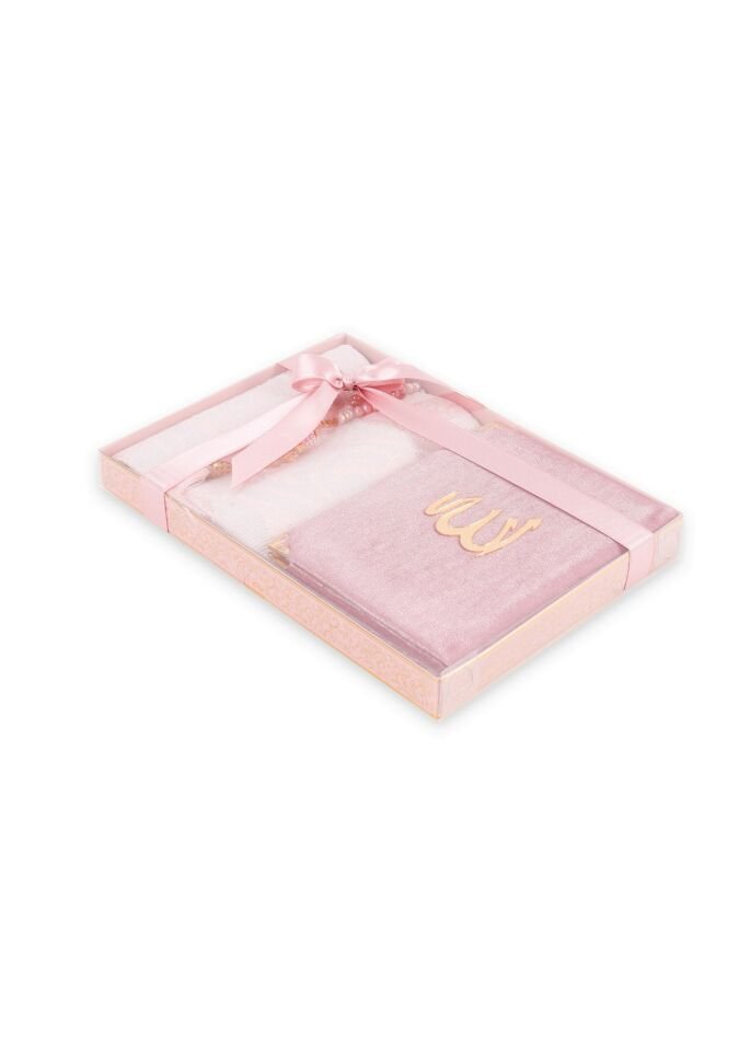 TUBA SERİSİ KUTULU ( Ucuz Set Seccade+Yasin+İnci Tespih) TREND NO:1 PUDRA