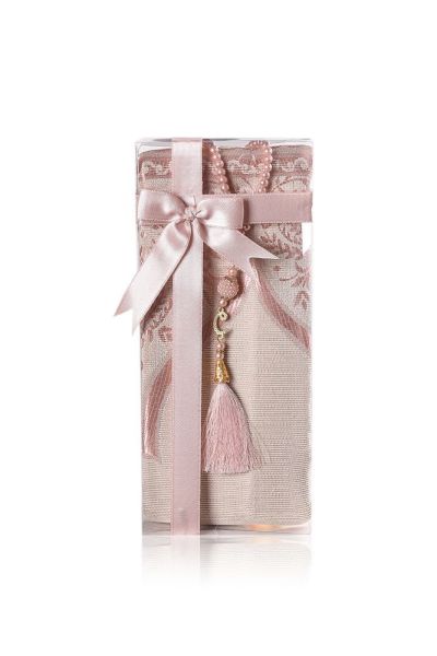 ESİLA SERİSİ 2'li SET (Pamuk Seccade+ İnci Tespih) NO:2 PUDRA