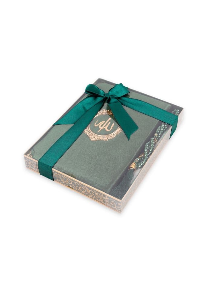 BERRA SERİSİ KUTULU (Pamuk Seccade+ 128 Sayfa Yasin+İnci Tespih ) NO:1 YEŞİL