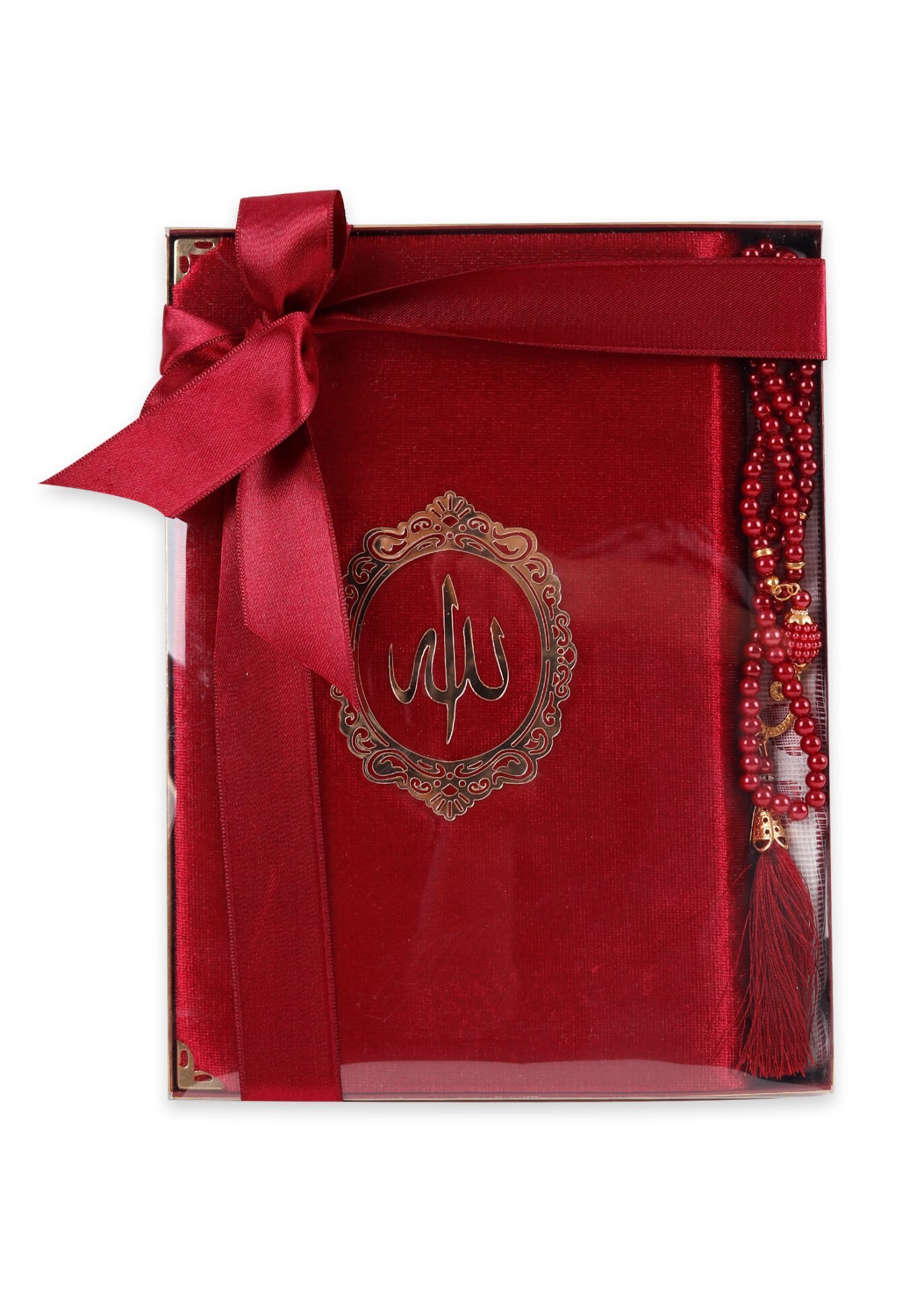 BERRA SERİSİ KUTULU (Pamuk Seccade+ 128 Sayfa Yasin+İnci Tespih ) NO:1 BORDO