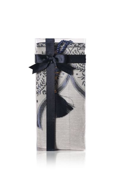 ESİLA SERİSİ 2'li SET (Pamuk Seccade+ İnci Tespih) NO:2 LACİVERT